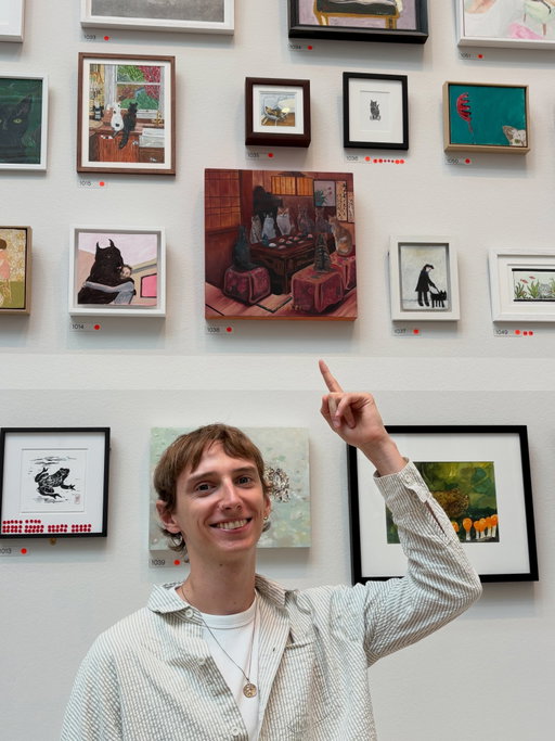 Side quest compete: A piece of art I made is in one of the biggest galleries in the UK @royalacademyarts !!!!

The artwork may be small… It may in fact be tiny, but we made it in!

The drawing is called “Chair Reserved” it’s of my beloved cat Ruby, who sadly passed away in 2024. The picture is of her laying in one of her favourite spots. 

It’s an honour to be a part of the Summer Exhibition surrounded by so many great artists. If you’re in London you can go and see it live in the flesh until 23rd August 2026 🧑‍🎨