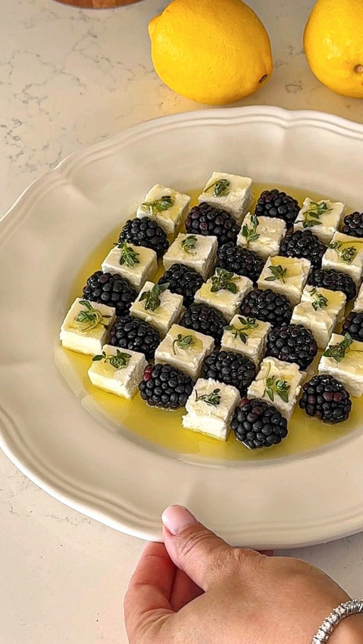 Blackberry feta appetizer with fresh thyme and olive oil — simple, beautiful, and so easy to make.

Save this easy summer appetizer idea for later.

#aestheticblog #cozyhome #foodaesthetic #beautifulfood #homediaries