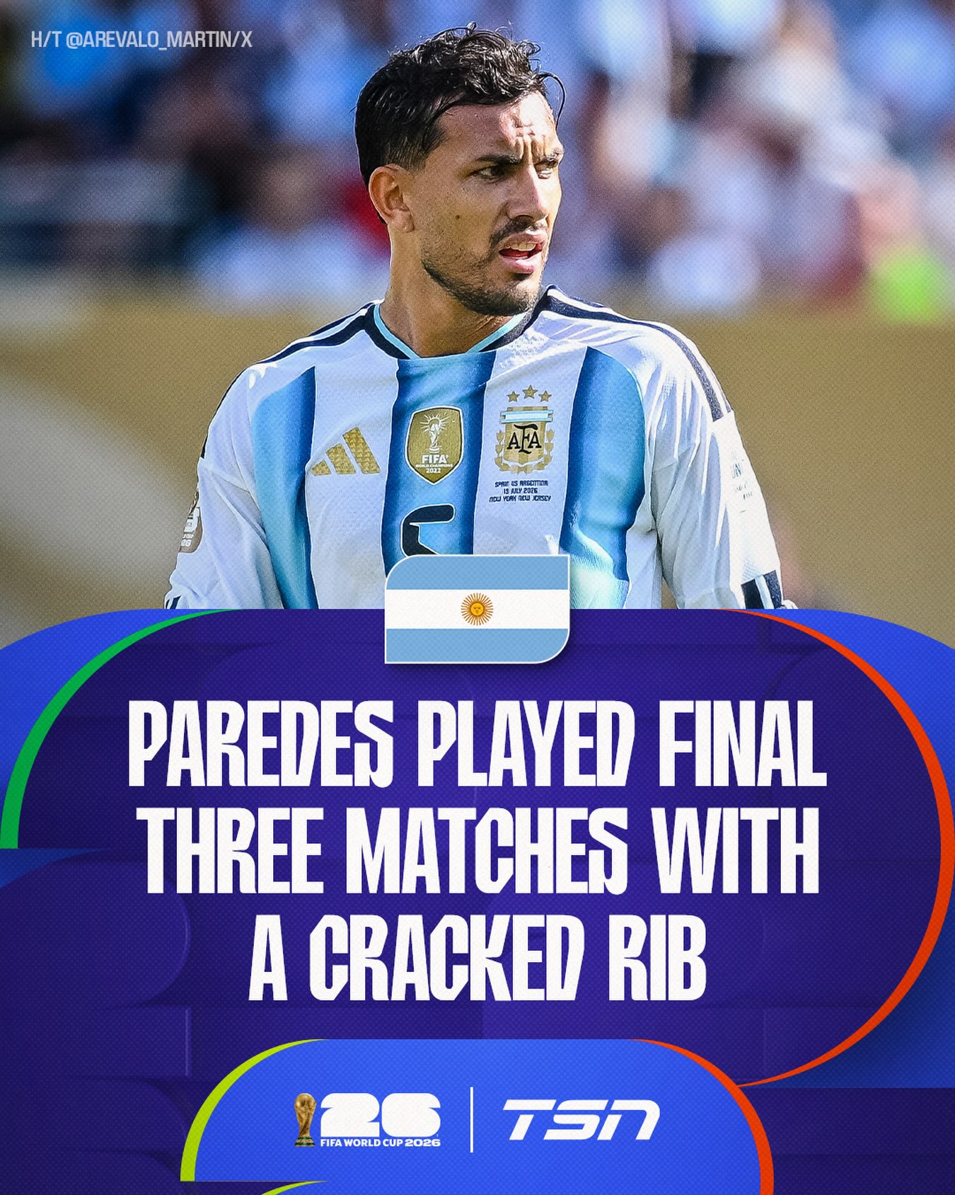 Leandro Paredes reportedly played Argentina’s final three matches with a cracked rib, and struggled to breathe on some days. 😳

(H/T @martinarevalo1)