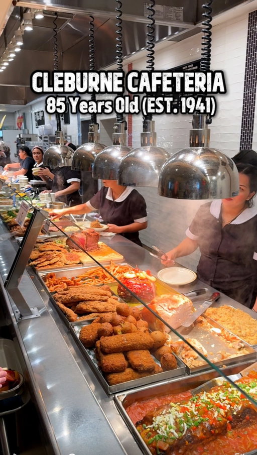 Cleburne Cafeteria is 85 years old!! 🎉 This is not only one of Houston’s oldest restaurants, but a local favorite as well! Even Mark Wiens stopped here on his tour of classic Houston spots (look for me on his youtube vid!!)

This place is like Thanksgiving every day! This is a cafeteria-style line of homestyle southern food. They serve you— you don’t serve yourself, you just choose what you want (which might just be everything 😅) You pay for the individual entrees and sides. 

They have a large seating area, and a patio. Have yall been to this classic spot?!

📌 3606 Bissonnet St, Houston, TX 77005

#houston #houstonfoodie #houstonfood #houstontx #texashistory
