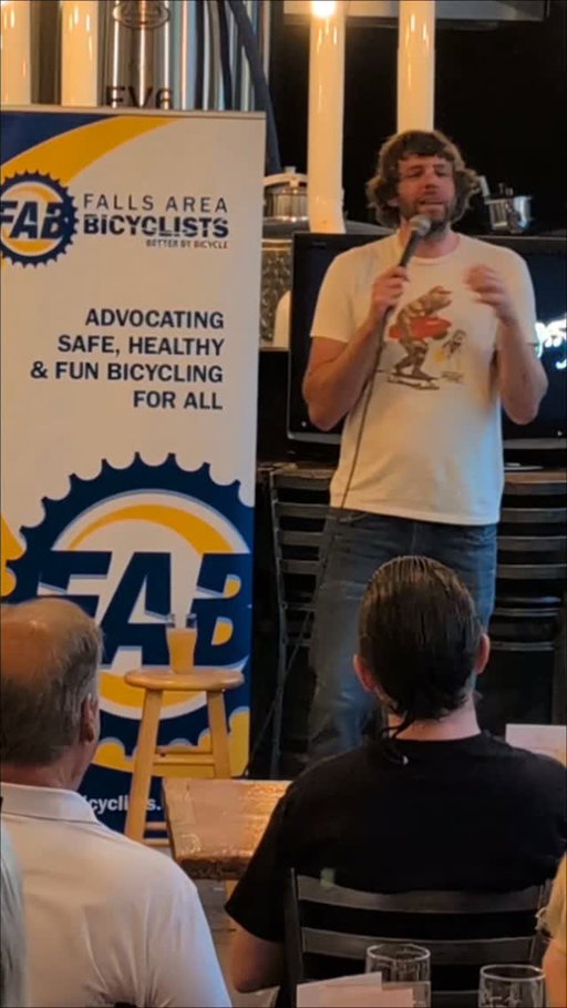 Shower beers are one of the greatest joys in life. 

Comedian shares love of the shower beer with a crowd of cycling advocates.