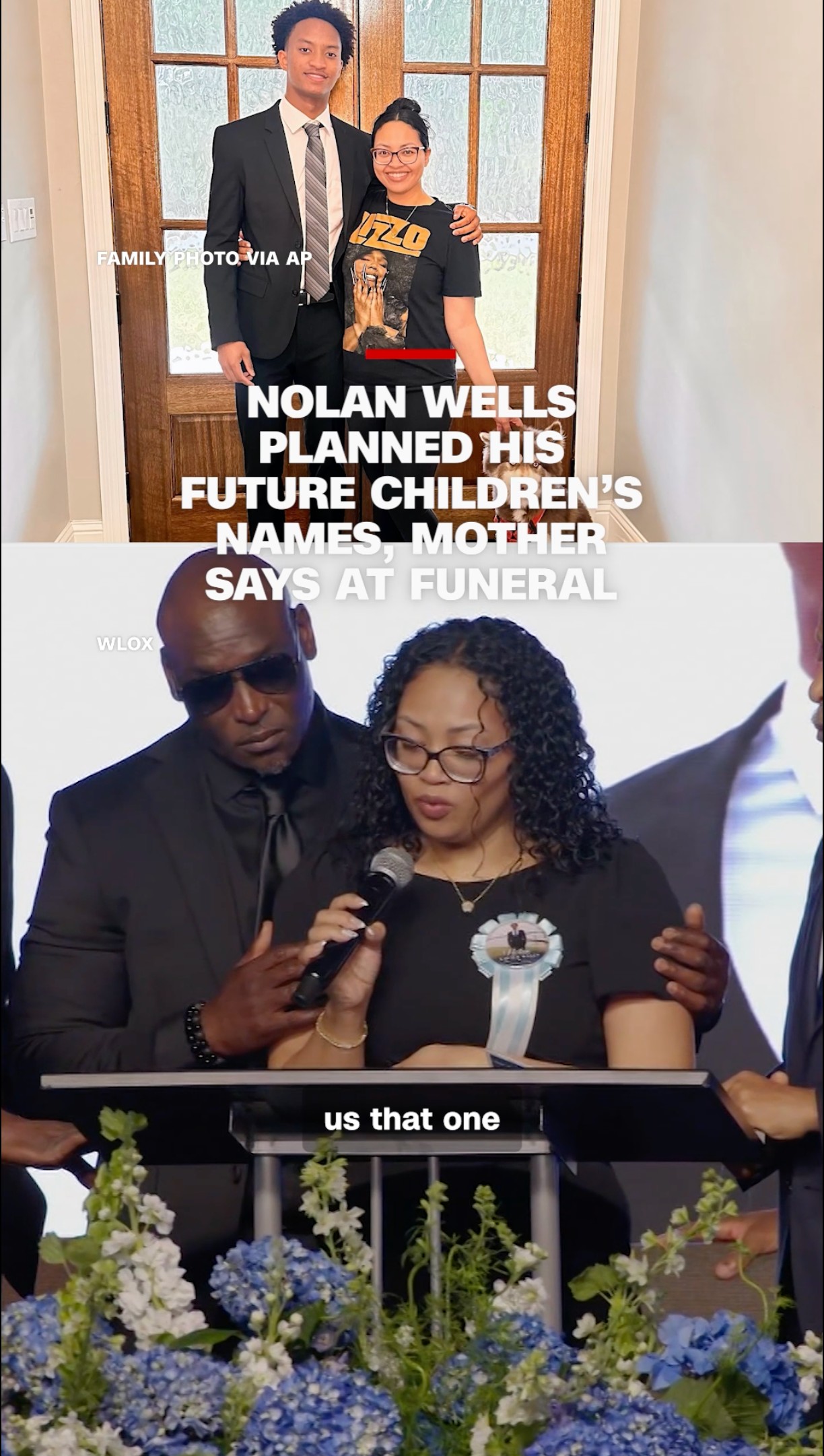 Nolan Wells’ mother and father, Christine and Elmore Wonsley, spoke at their son’s funeral in Ocean Springs, Mississippi Monday, asking mourners to “keep Nolan’s memory alive.” Christine Wonsley also revealed that her son had planned his future children’s names. 

The 18-year-old Mississippi football player’s death after a July 4 boat trip remains under investigation.

Read the latest at the link in bio.