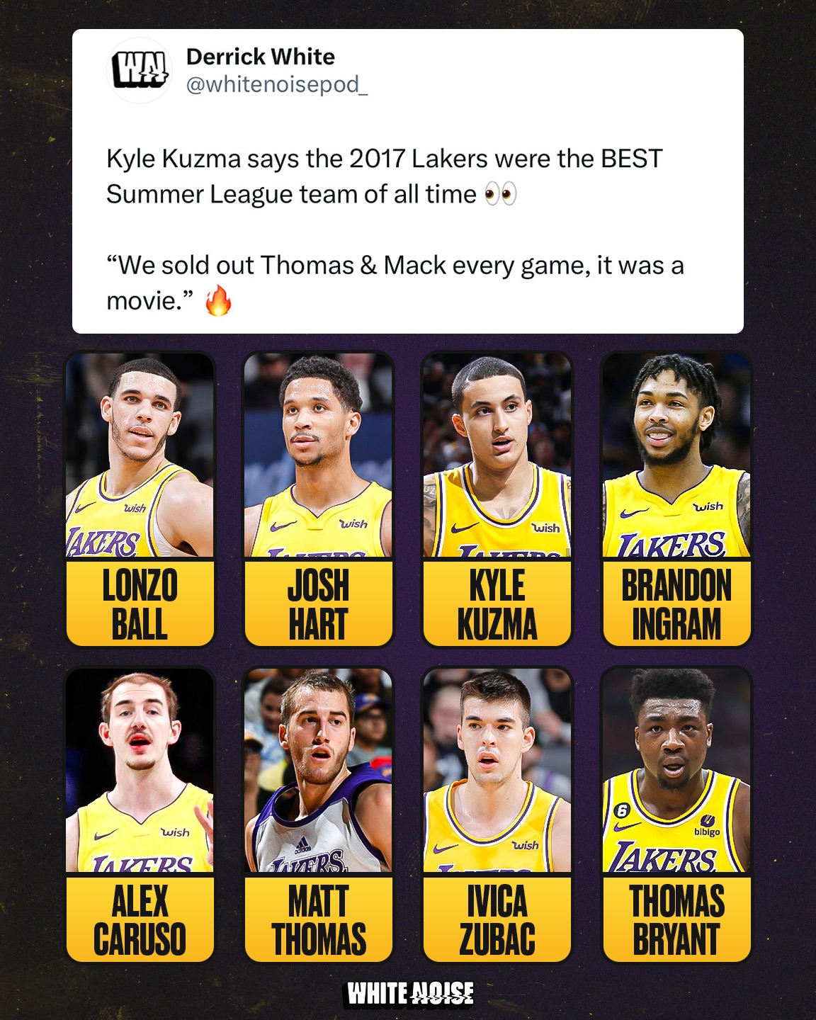 The Lakers’ 2017 Summer League team was LOADED 🤯

Dropping our crossover episode with @thedawgtalkpod and @oldmanandthethree SOON! 🍿 #whitenoisepodcast