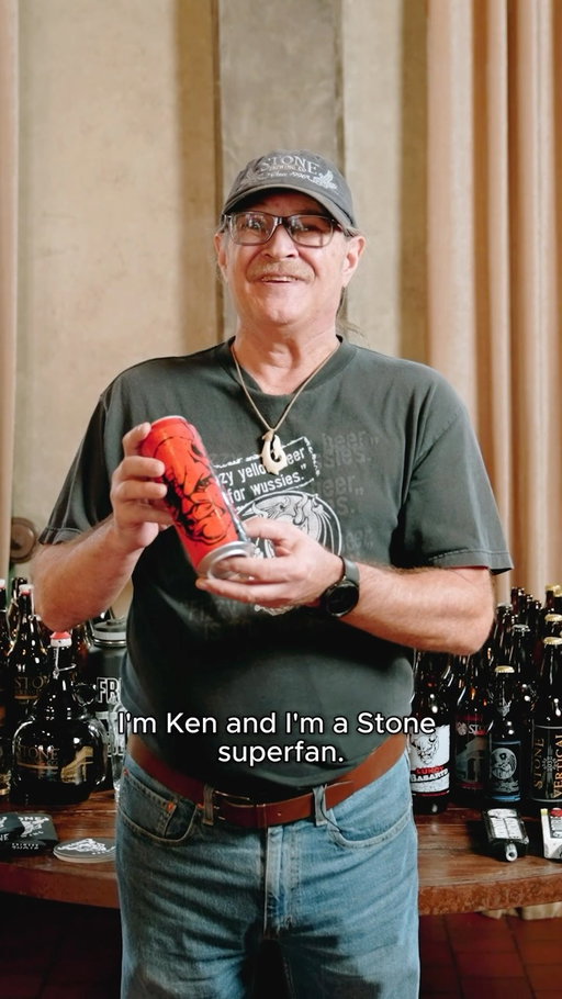 Some people like beer. Some people love beer. Ken Fowler has a home kegerator, a storage unit full of memorabilia, and a filing system for beer labels.

Ken stumbled upon @stonebrewing in 2003 after a bartender suggested Arrogant Bastard instead of his usual order. The name, as it tends to do, got a chuckle out of him. But one pint later, he was hooked. Never looked back. Stone was a much smaller operation in San Marcos back then. It grew by word of mouth. So Ken did his part: he told everyone he knew. Then he started saving pieces of the story.

He showed up to this shoot with boxes and boxes of treasures. A well-worn T-shirt from Stone’s 9th anniversary. Gold-etched growlers he bought for the lifetime refill discount. Tap handle stickers that have very little stick left. A bottle he popped at his retirement party two years ago. Growler tags tucked into plastic sleeves, because Ken invented a better way to organize them.

Stone’s grown from a locally loved brewery into one of the country’s defining craft beer brands. Along the way: new buildings, new owners, new chapters, a whole lot of new beers. And Ken’s shown up through all of it. About once a month, to be specific. Whenever his kegerator runs dry.

As Stone Brewing celebrates 30 years, we’re helping spotlight the people and places who’ve been along for the ride. More from our new series A Stone’s Throw coming soon.

Videography by @jeremy_sazon, produced by @herewearestudios, San Diego Magazine’s in-house creative studio. Historical photos: @libertystation