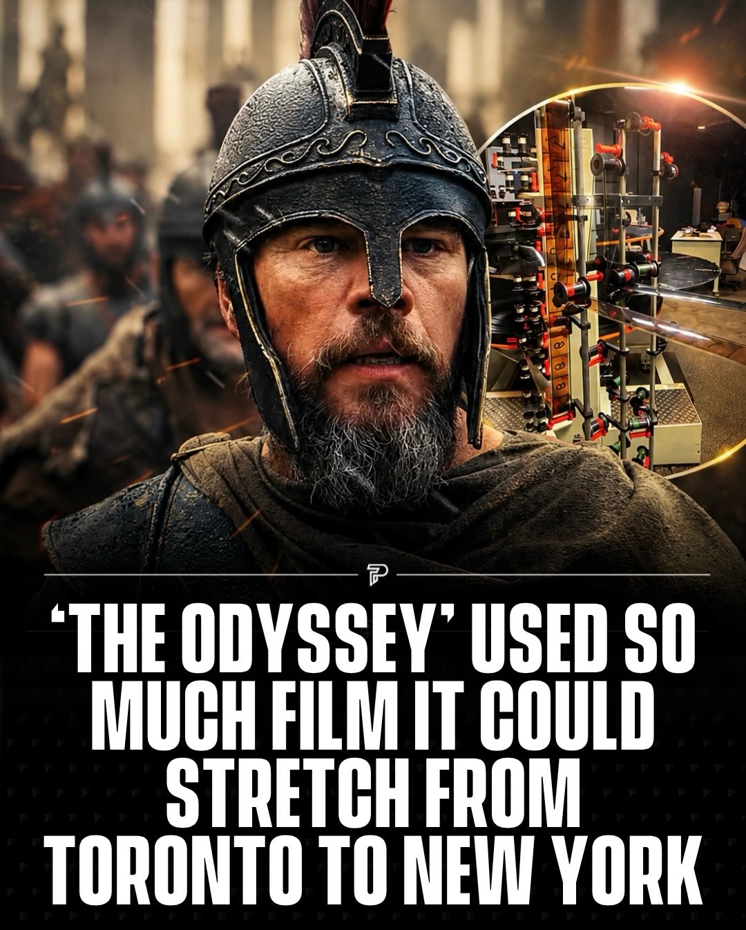 Christopher Nolan’s “The Odyssey” made history as the first feature film shot entirely on IMAX film cameras, using a staggering 2.1 million feet of film. 🎬

That’s longer than the distance from Toronto to New York. The film opened to more than $264 million globally in its first weekend, topping Oppenheimer’s debut.

Film stock alone cost roughly $3 million, and because each IMAX camera holds only about 3 minutes of footage, actors had to pause mid-scene for reloads.

Via @cinemark @imax

#Pubity #Viral #Film