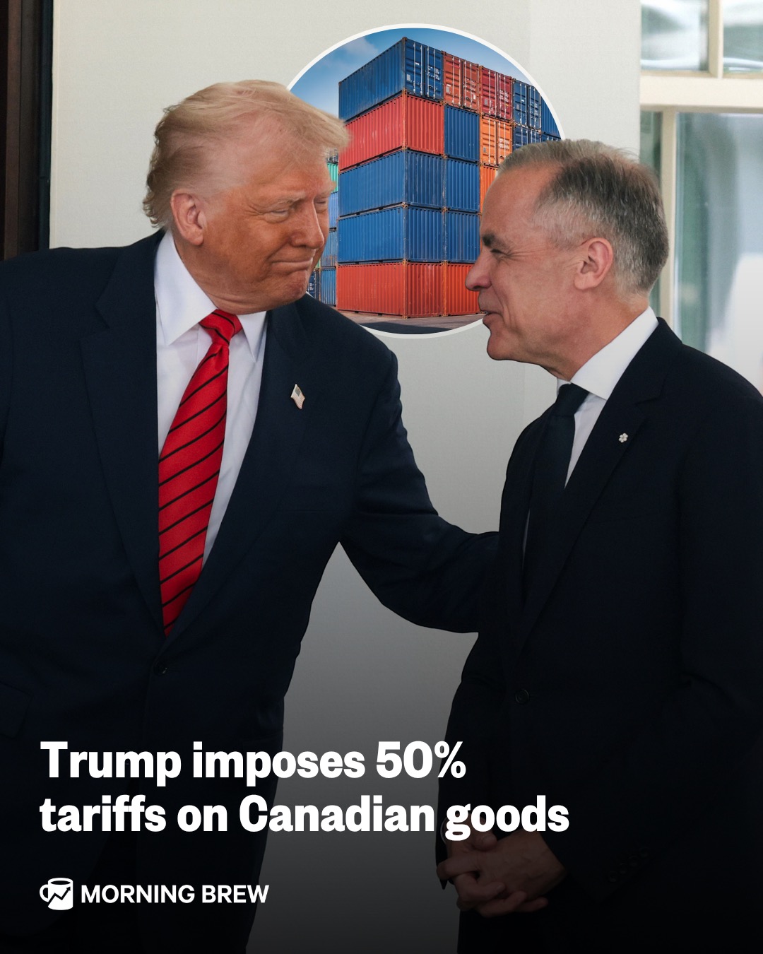 Not very neighborly.

President Trump on Monday imposed new 50% tariffs on various Canadian goods in response to what his administration referred to as “discriminatory” trade measures from the U.S.’s neighbor to the north. A senior Trump admin official told reporters that the impacted products range from “wine to hockey sticks to cement”.

The new tariffs would exclude energy products, potash, fish and critical minerals, but they would include goods that had previously been protected from import taxes by the United States-Mexico-Canada Agreement, or USMCA.

The President has also told his aids to look into additional tariffs on Canada because of the nation’s handling of wildfires that hurt air quality throughout the United States. Trump and Canadian Prime Minister Mark Carney have maintained a shaky relationship since the latter took office in early 2025, and with a trade war seemingly in the works, that relationship seems poised to deteriorate even further.

📸: Getty