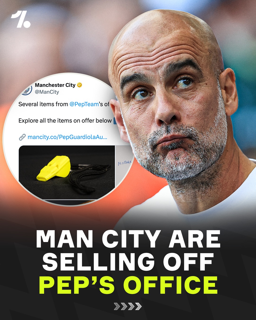 This is certainly a new (and very interesting!) approach from Man City...😲 They are auctioning off items from legendary boss Pep Guardiola’s old office, from his whistle, to his incense collection, fans now have the opportunity to buy a small piece of authentic club history 🤯

Fans can virtually explore Pep’s former office before opting to bid on one of the items, he even has Erling Haaland’s 100th Premier League goal ball in a glass case on the desk 😳💰

As of Tuesday morning, some of the bidding stood at...

🤑 Pep’s Manager Jacket - £790
🤑 Erling Haaland 100 goals ball - £4928
🤑 Pep’s Office Chair - £659
🤑 Pep’s Whistle - £333