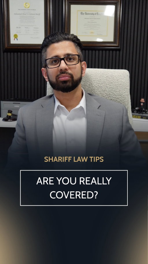 Roughly 1 in 7 drivers in Texas is uninsured, which means the odds of getting hit by someone with no coverage are higher than most people realize. So what happens if that driver causes your crash?

The answer often comes down to uninsured motorist coverage, protection that can step in when the at fault driver has none. Here’s the part most people miss: this coverage isn’t automatically included. Insurance companies are required to offer it, but drivers can decline it, often without fully understanding what they’re giving up.

That means someone could be paying for auto insurance for years and still have zero protection if an uninsured driver hits them. Medical bills, lost wages, and vehicle damage could end up entirely out of pocket.

Take five minutes to pull up your policy and check whether uninsured motorist coverage is included. It’s one of the simplest ways to protect yourself before an accident happens, not after.

Follow Shariff Law for the coverage gaps insurance companies won’t point out to you.

#injurylawyers #lawyers #texasinjurylawyers #houstonlawyers
