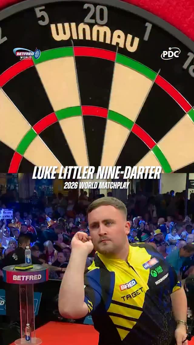 Luke Littler produces perfection at the Winter Gardens in the first leg of his contest against Nathan Aspinall! 9️⃣
