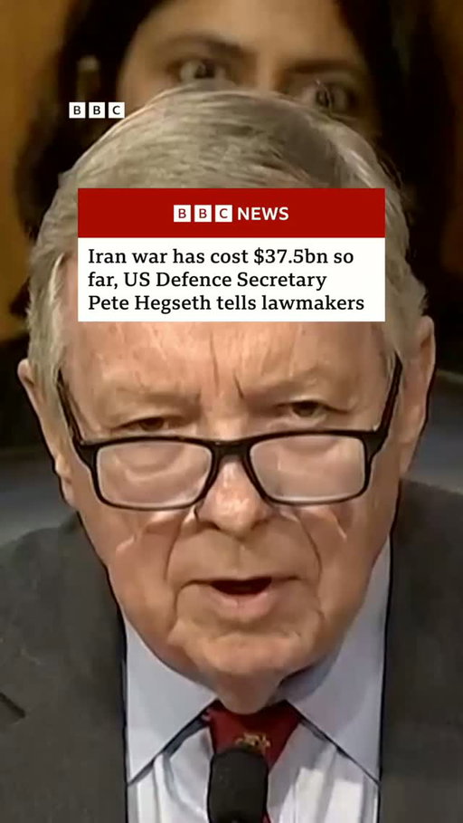 US Defence Secretary Pete Hegseth has updated lawmakers who are overseeing a request for billions of dollars in additional funding for the Iran war.
 
The White House has asked Congress to approve $87.6bn (£66.5bn), mostly for "urgent needs" connected with the war in Iran
 
The money will be used to “reinforce peace through strength”, Hegseth says
 
Tap the link in @BBCNews’s bio to learn more.
 
#BBCNews