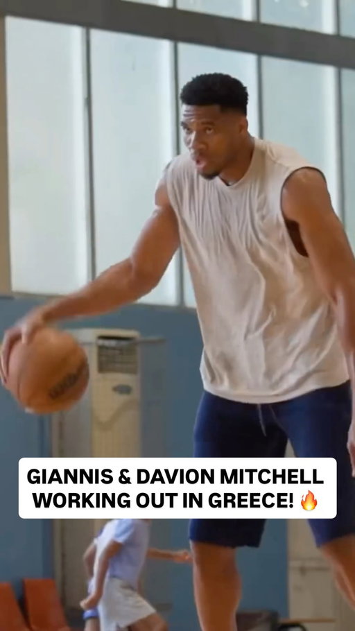 New @miamiheat teammates @giannis_an34 and @davionmitchell working on their game together in Greece! 🔥