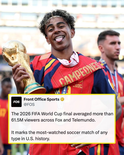 AMERICA IS OFFICIALLY A SOCCER COUNTRY ✅

Sunday’s World Cup final between Argentina and Spain was watched by a STAGGERING 61.5M viewers, making it the most watched non-Super Bowl US sporting event since the 1994 Winter Olympics 😮