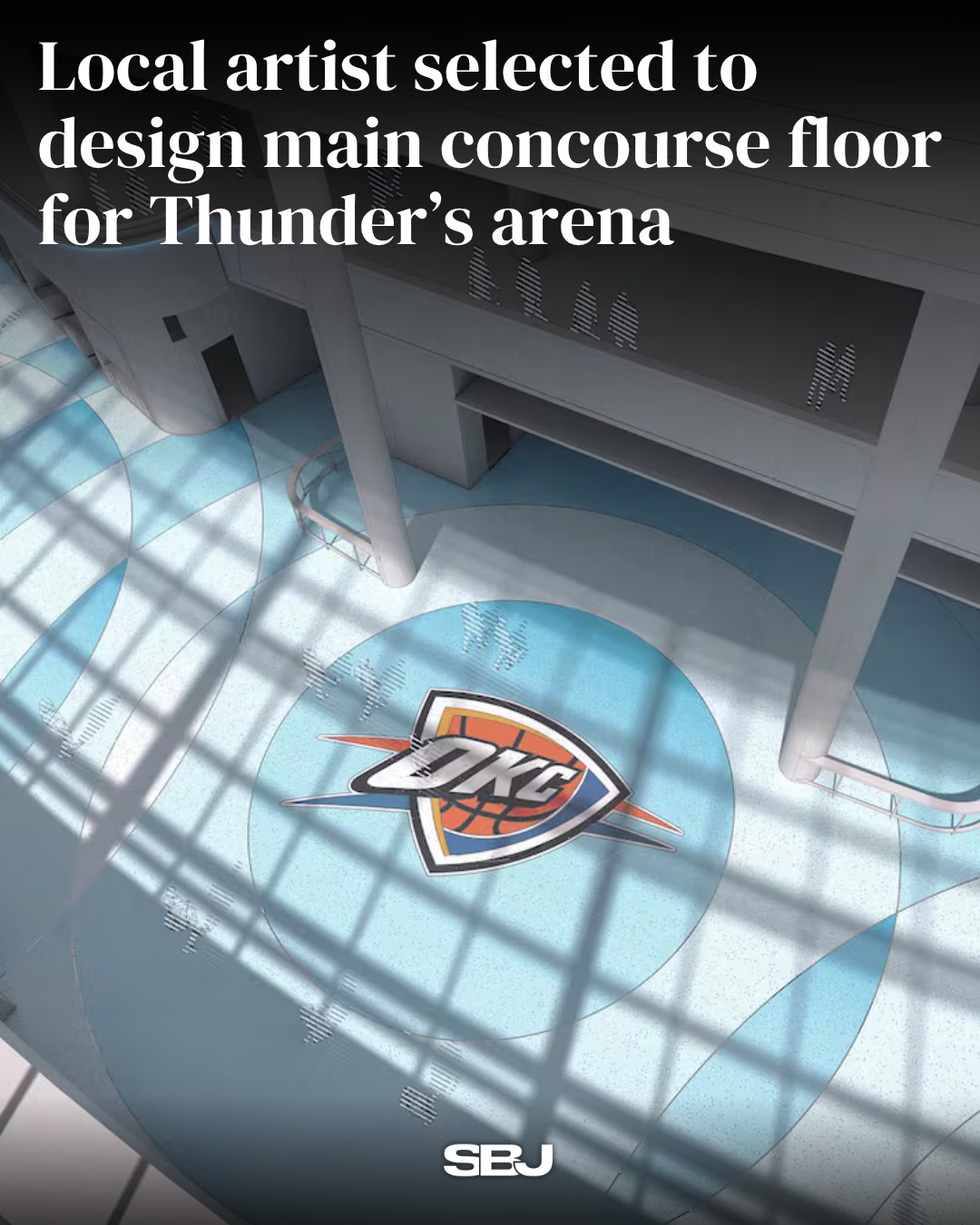 Oklahoma City has selected local artist Matt Goad's design for the main concourse floor at Continental Coliseum, the future home of the Oklahoma City Thunder 🏀

Titled "𝗢𝗻𝗲 𝗩𝗼𝗶𝗰𝗲. 𝗢𝗻𝗲 𝗢𝗞𝗖," the terrazzo design is intended to represent the overlapping sound waves of Oklahoma City's collective voices across the arena's 80,000-square-foot main concourse. 

The $900 million venue is scheduled to open ahead of the 2028-29 NBA season.
