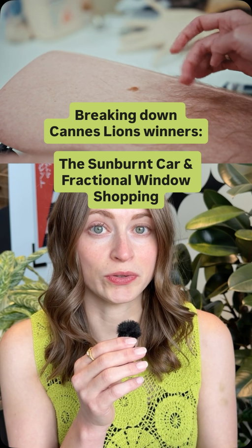 Two Cannes winners with the same clever strategy — make the intangible tangible.

I’m breaking down how that worked for:
☀️ The Sunburnt Car by @tbwaaustralia for @mycartyreandauto 
🪟 Fractional Window Shopping by @ogilvycan for @td_canada 

Also, I noticed later that the most convincing stat from The Sunburnt Car was buried in the written submission: belief that car windows block UV dropped from 39% to 7% after the campaign. 👌

#advertising #marketing #advertisingandmarketing #adcampaigns #canneslions