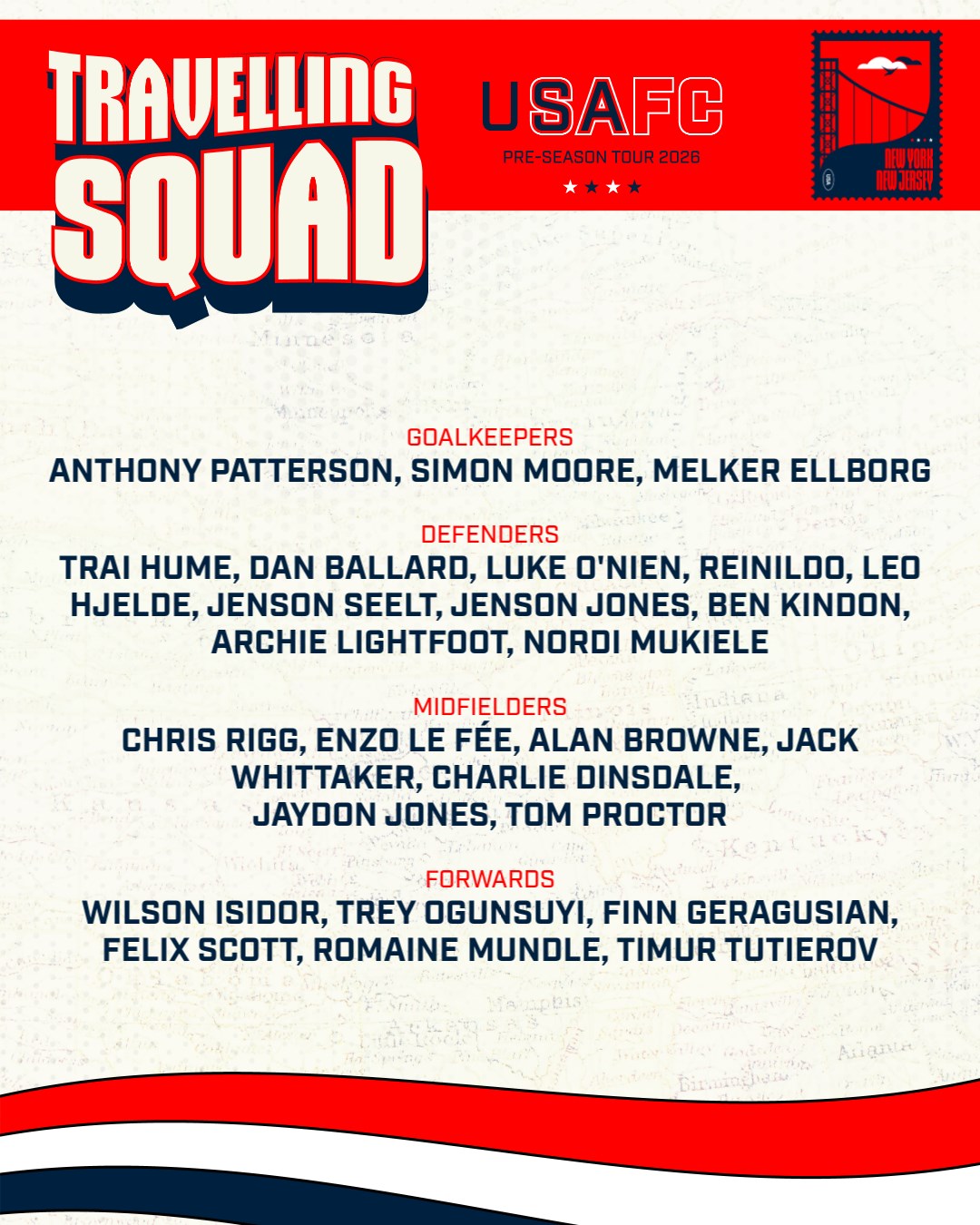 Our initial 26-man squad for the Club’s pre-season tour of the United States has been confirmed 🔒🇺🇸