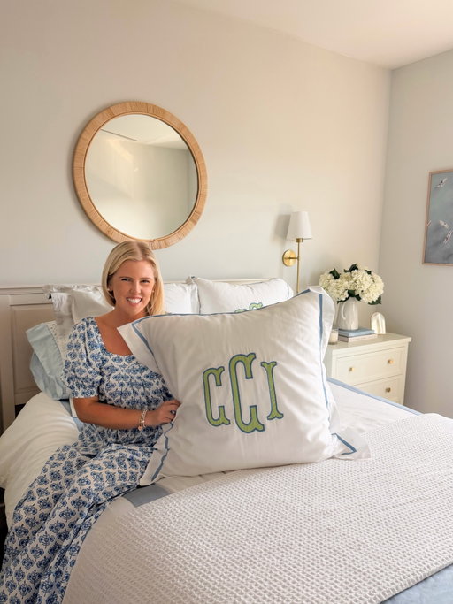 It’s finally here💙 I’m so excited to introduce the Charleston Girl Collection with Southern Linens @southernlinens 

We designed this collection with soft sky blue fabric, fresh green thread, and a timeless monogram style that feels equal parts classic, coastal, and effortlessly southern. Every detail reflects the style I’m always drawn to and the feeling I want our home to have.

Debuting it in our guest bedroom felt like the perfect place to start, and I truly couldn’t love how it turned out. My hope is that this collection brings a little Charleston charm into your home, too.

To celebrate the launch, you can use my code CHARLESTONGIRL for 20% off your order. I can’t wait to see these pieces in your homes✨💙