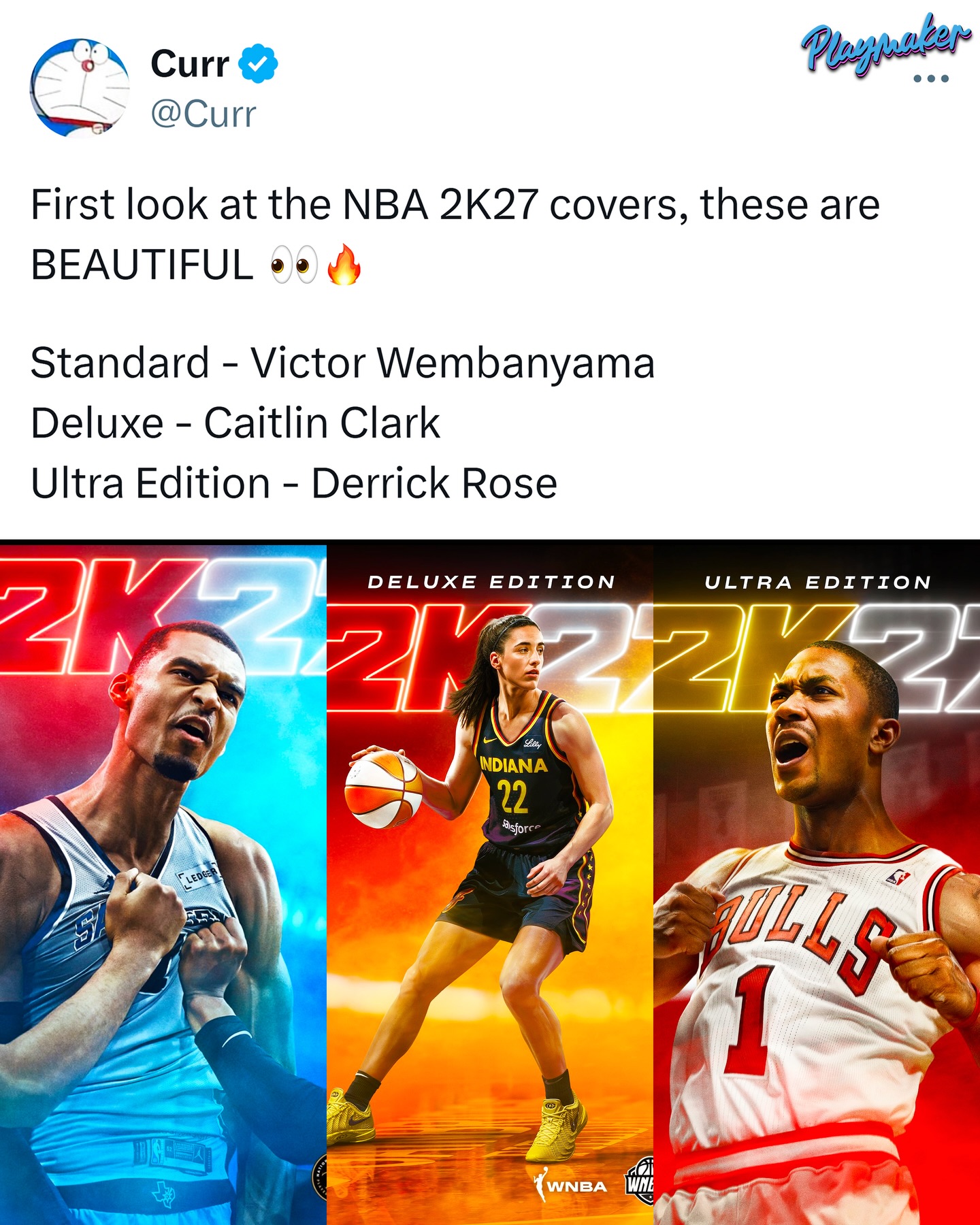 The NBA 2K27 cover athletes are Wemby, Caitlin Clark, and D-Rose 🔥

Thoughts on the covers? 👀