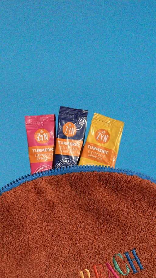 Drinkable turmeric, electrolytes, and vitamins C & D, plus Zinc — every single day. Wherever you go...