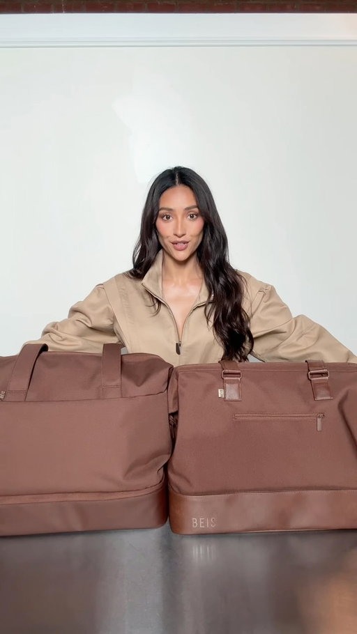 A side-by-side comparison of our old and new Weekender in Maple.