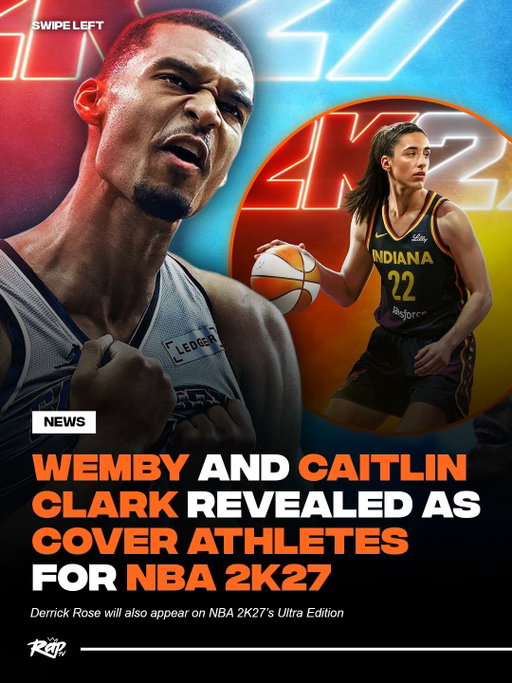 NBA 2K27 has revealed its cover athletes‼️🔥

Victor Wembanyama will become the first San Antonio Spurs player to appear on the standard edition cover, while Caitlin Clark will be the first Indiana Fever player to be on the deluxe edition cover 🙌

Derrick Rose appears on the ultra edition, after previously being on the cover of NBA 2K13 alongside Blake Griffin and Kevin Durant 👀

The standard edition for NBA 2K27 will launch September 4, with early access for deluxe and ultra edition beginning August 28.

Are y’all excited to play⁉️