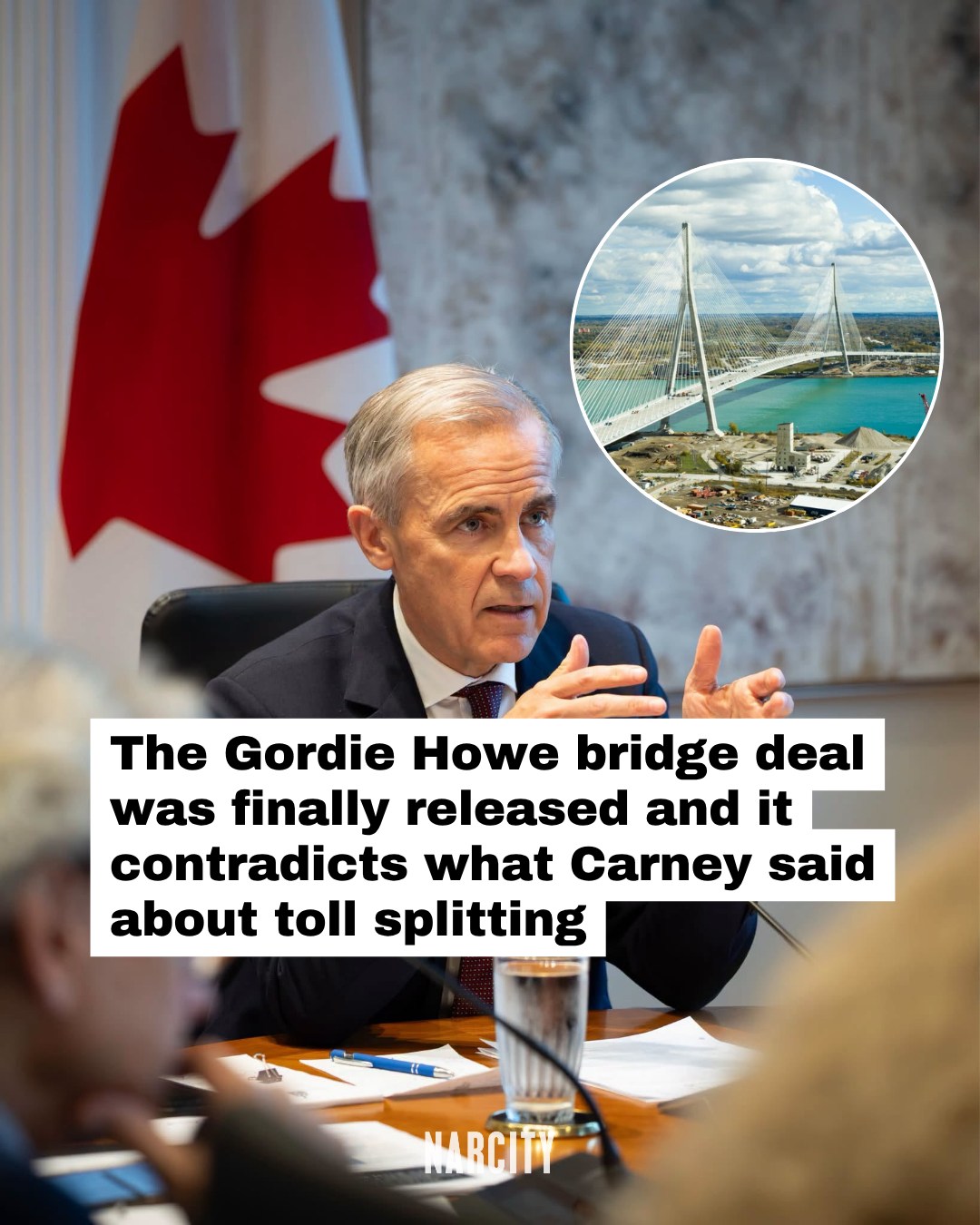 What do you think about this? 

The Gordie Howe International Bridge deal has finally been released, and it confirms Canada will split net toll revenues 50/50 with the U.S. for the first 15 years, with no mention of waiting until the bridge's construction debt is repaid. 

That contradicts what Prime Minister Mark Carney told reporters last week, when he said any sharing of toll revenue "won't happen until all of the debt is repaid." 

Canada shouldered the full $6.4 billion cost to build the bridge, with the original agreement stipulating it would collect all toll revenues until it had recouped its entire investment. 

More details at the link in the @narcitycanada bio.

📸: Mark Carney | Facebook, Gordie Howe International Bridge