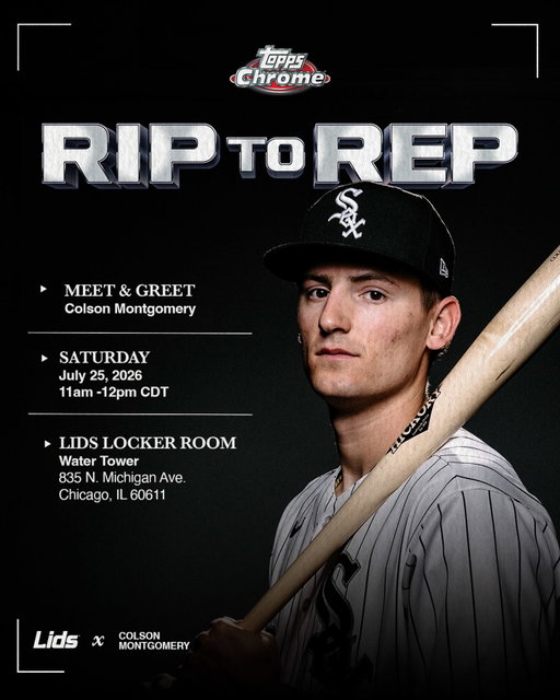 Meet the future of the South Side ⚾️ 
 
Join us for the release of @topps Chrome Baseball ft. one of the brightest stars in the game, Colson Montgomery. 

📅 7/25

⏰ 11 AM CT

🧢 Spend $50 in-store from 7/24-7/25 to receive event access or spend $40 in @topps Chrome Baseball product.