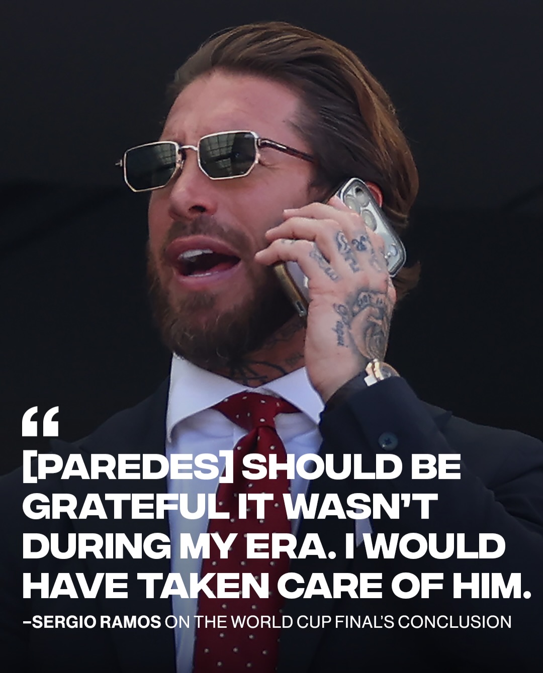 2010 World Cup champion Sergio Ramos says it woulda been ON SIGHT if Argentina’s Leandro Paredes tried to get violent with one of his teams 🗣️

(📸: Getty)