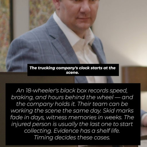 The most important week in a truck accident case is often the first one.

Critical evidence - from electronic records to roadway conditions - may not be available forever. Understanding how quickly that evidence can change is an important part of protecting your rights after a crash.

#TruckAccidentLawyer #TexasTruckAccident #PersonalInjuryLaw #WestTexas #KeithAndLorfing #CommercialTruck #LegalEducation #KnowYourRights #EvidenceMatters #TexasLaw