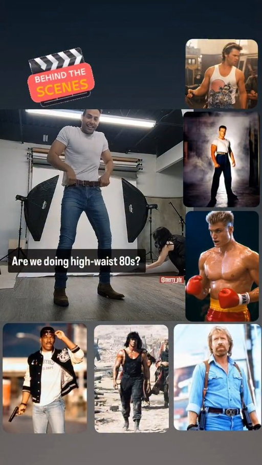Be honest... are high-waisted action pants making a comeback, or should they stay in the '80s? 😂👇

📸 @merry_pix

#behindthescenes🎬🎥 #actorslife🎬 #filmsetlife #photoshootday📷 #highwaistedjeans