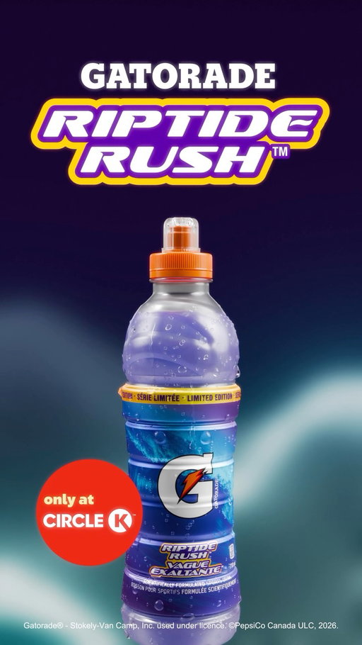 🚨New Flavour🚨 Limited Edition Gatorade® Riptide Rush™  
sports drink 🌊⚡️ Only at @circlekcanada