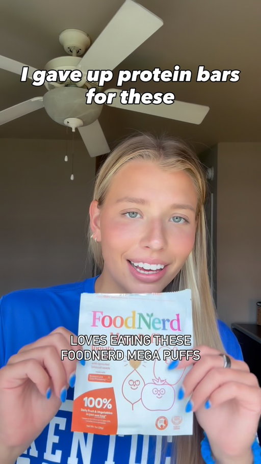 Here is a message from our intern, Molly👇

“When I started my internship at FoodNerd, I thought I had a pretty good understanding of nutrition. As a Division I athlete, I had always been told to “fuel and recover,” but I never really understood what that looked like beyond eating enough protein.

This summer completely changed the way I think about food.

I learned that it’s not just what you eat, it’s where your food comes from and the quality of the ingredients you’re putting into your body. Whole foods, ingredients from nature, and nutrients your body actually knows how to use can make a real difference.

The team sent me Mega Puffs to try, and I honestly wasn’t expecting to love them as much as I did. Each bag is packed with protein, fiber, healthy fats, fruits, veggies, seeds, and so much more. They’ve become one of my favorite snacks after practice or when I’m on the go.

More than anything, this internship gave me a new perspective. I feel better physically, recover better after workouts, and even feel more focused throughout the day because I’m paying attention to what I’m putting into my body.

I’m grateful that FoodNerd didn’t just teach me about marketing, it taught me how to better fuel myself, too💚”