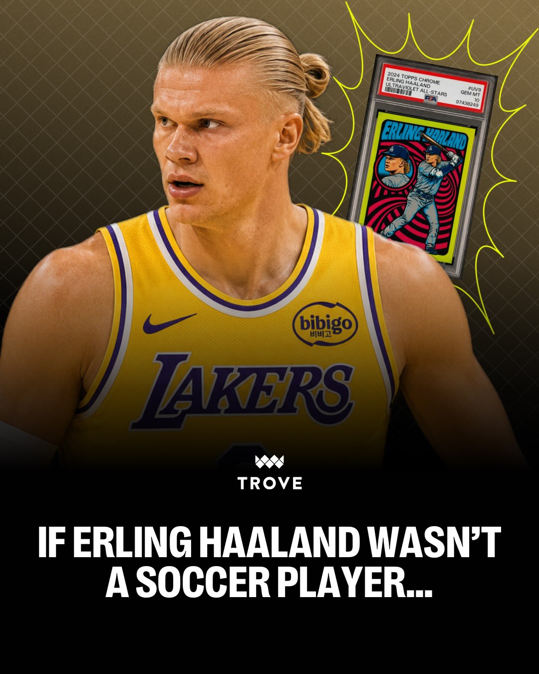 Erling Haaland is one of the greatest goal scorers in the world… but what if he played a different sport? 👀

At 6’5” and over 200 pounds, he looks like he could’ve dominated just about anything.

In another universe, these cards are available on Trove 😂