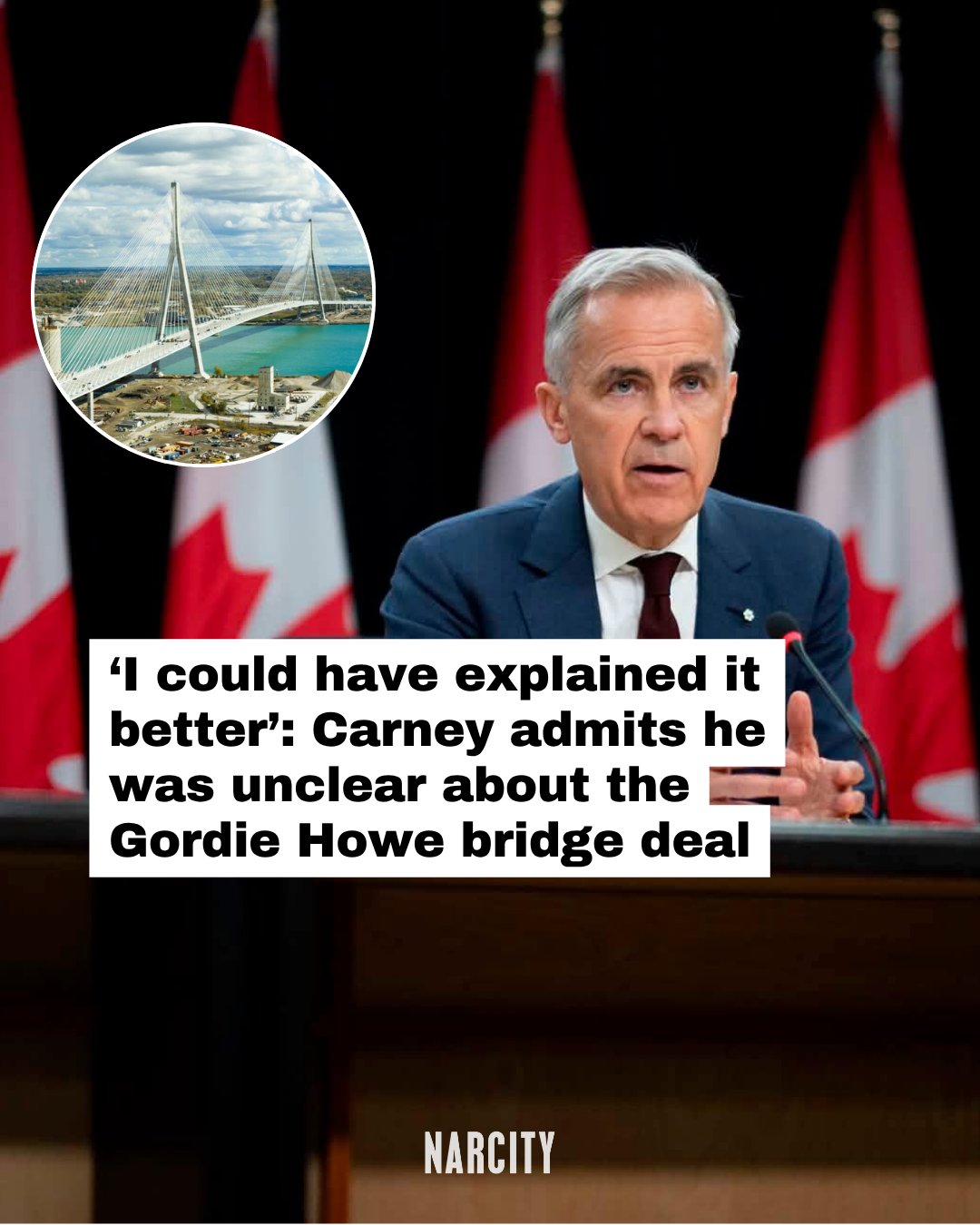 What do you think about this?

Prime Minister Mark Carney has finally acknowledged the confusion around the  Gordie Howe International Bridge deal with the U.S., admitting he "could have explained it better" when asked about it last week. 

The agreement says Canada will share half of the bridge's net toll revenue with the U.S. for the first 15 years, despite Carney saying on multiple occasions that tolls wouldn't be split until after Canada's debt to build the bridge was recouped.

Meanwhile, Conservative MPs are accusing Carney of lying, calling for an investigation into the deal.

Full story at the link in the @narcitycanada bio.

📸: Mark Carney | Facebook, Gordie Howe International Bridge