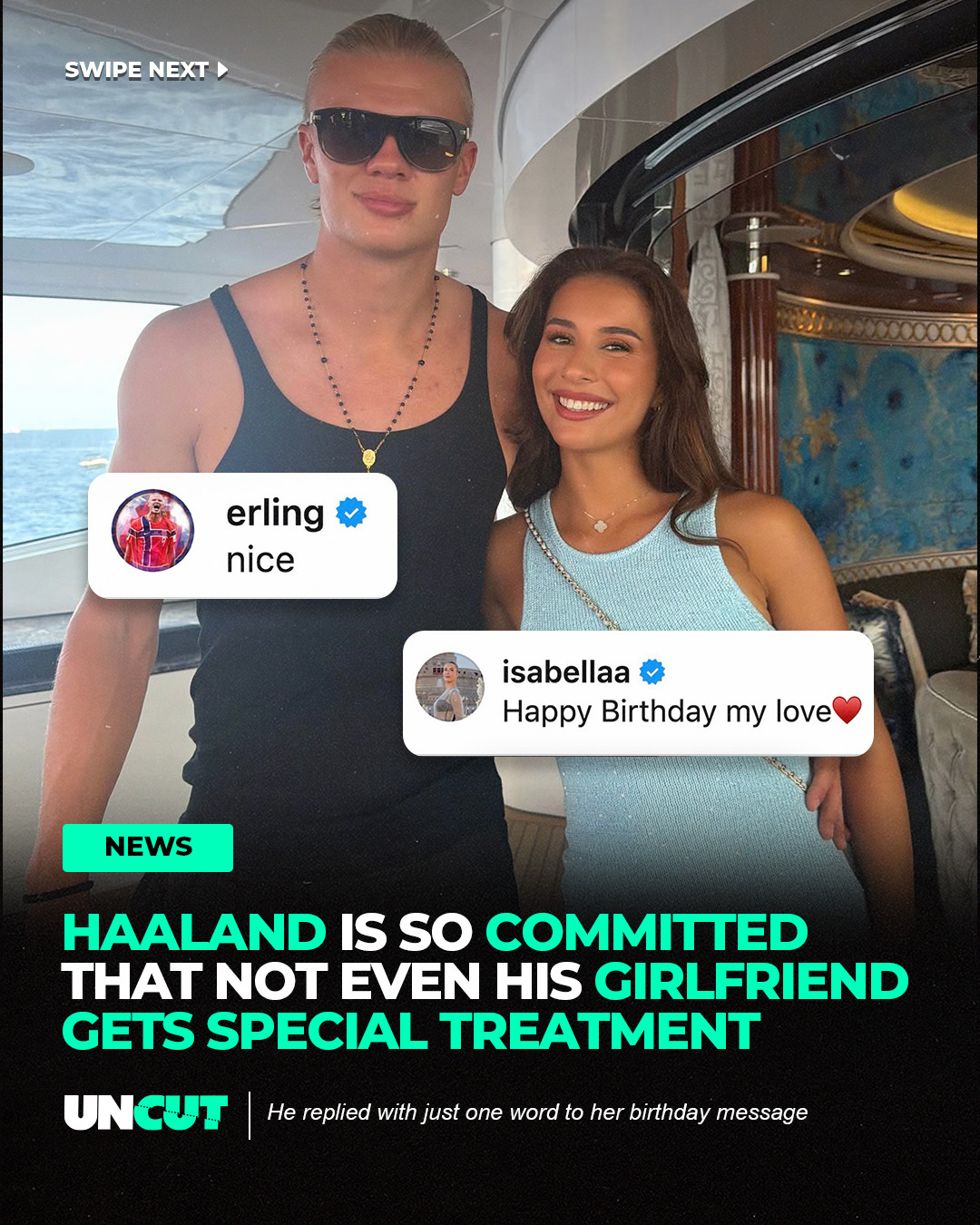 Erling Haaland kept the joke going after his girlfriend wished him a happy birthday 😂❤️⁠
⁠
Isabel Haugseng Johansen shared a sweet photo with the message “Happy Birthday my love,” only for Haaland to reply with one word: “nice” 💀⁠
⁠
What do y’all think⁉️👀⁠
⁠
via: @isabellaa