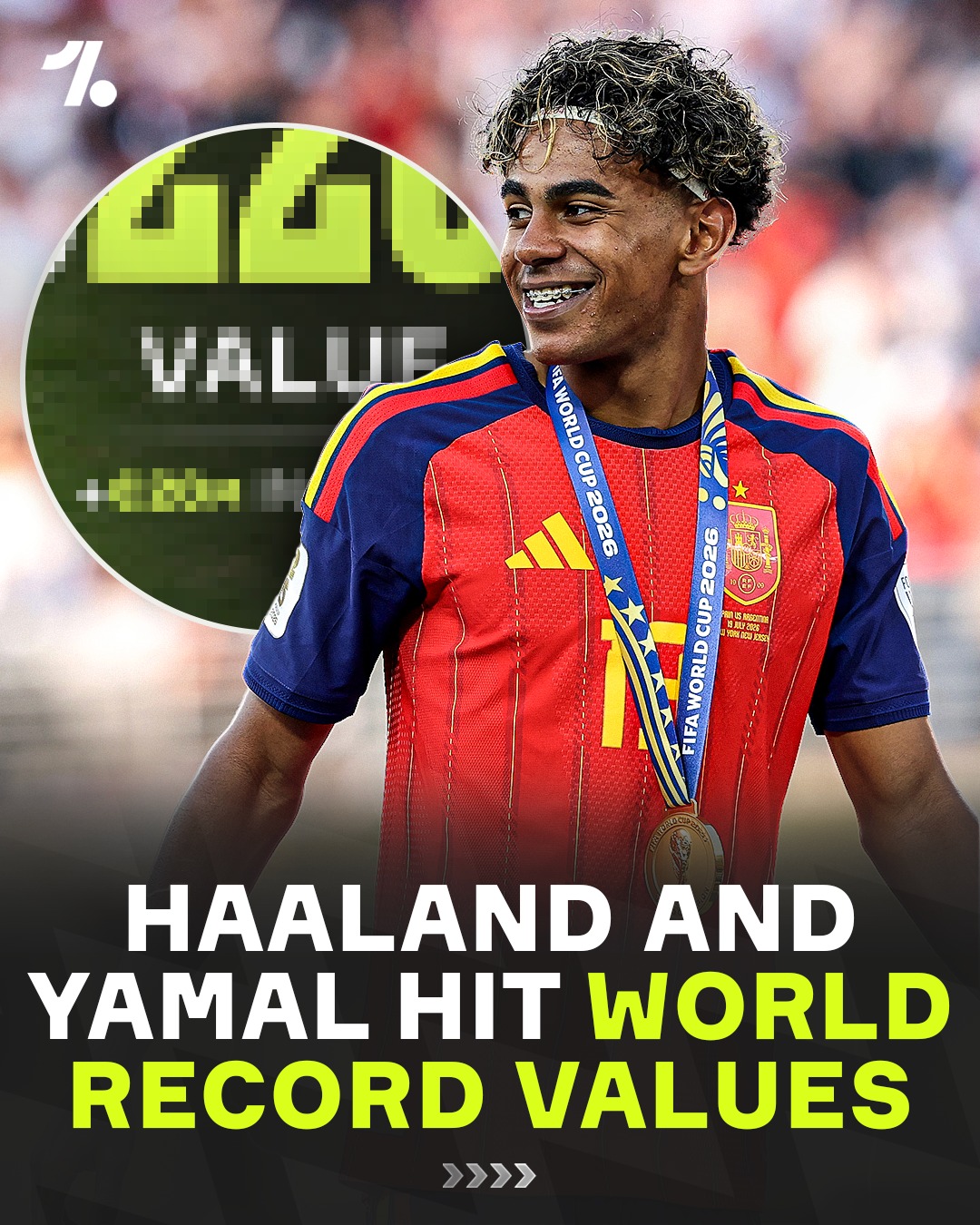 Following further +€20m value increases during the 2026 World Cup, both Lamine Yamal and Erling Haaland have soared to WORLD RECORD market values of a staggering €220m each 🤯🌟

Never has a player been valued as highly as these two stars, who just keep getting better and better with every season 😮‍💨

Data via Transfermarkt 💰