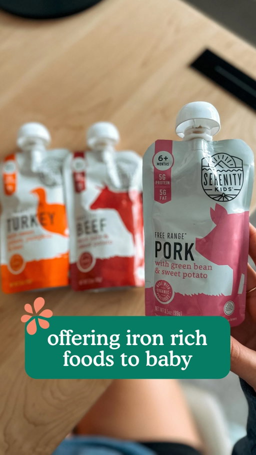Iron is one of the most important nutrients when starting solids, but it can be hard to offer! 

🍗🥩Meats have some of the most bioavailable sources of iron, but babies might not be great to manage a whole piece of beef or chicken. That’s why I love @myserenitykids Meat Pouches. 

These pouches also include a variety of organic vegetables and are a good source of iron for babies and toddlers. 

Iron deficiency is one of the most common nutrient deficiencies in babies and toddlers, so be sure to focus on it at meals! 

➡️ Comment “POUCH” and I’ll send you a link to save 20% off Serenity Kids’ website. Use code JORDYN at checkout. 

Have you started solids? What foods are you offering first? 

#serenitykidspartner