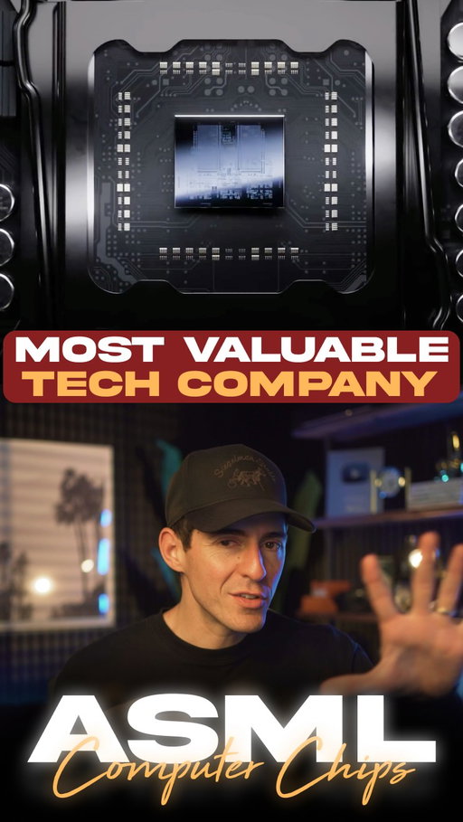 This is the most insane tech company in the world.

ASML.

Every single computer chip on Earth is made using their machines.

Nvidia, Apple, Intel, Samsung…none of them can make any chips without ASML.

But here’s the craziest part…

The way these machines work is completely insane.

If you like tech, this is gonna blow your mind.

This is how computer chips are actually made…

First, the ASML machine fires tiny droplets of molten tin.

50,000 droplets per second…each one thinner than a human hair.

They then shoot a laser at each individual droplet, which vaporizes the tin into a plasma.

That plasma…is hotter than the surface of the sun.

It’s so hot, that when the plasma is created, it also emits extreme UV light.

The machine guides that light through a series of hyper precise mirrors to beam it on a stencil which has the pattern for the chip.

That pattern is then projected onto a thin slice of silicon that’s coated with special light reactive chemicals…essentially using the light to print the pattern onto the silicon.

The machine then repeats this light printing process thousands of times, to build layer upon layer of silicon that stacks together to create a fully functional chip.

Now here’s where it gets wild…

These chip designs are super intricate…billions of transistors spaced only a few atoms apart.

And that means the accuracy of the ASML machines are the equivalent of shooting a laser from the moon and hitting a penny on Earth.

How insane is that?

So in layman’s terms, the process to make a computer chip is vaporizing molten tin to create invisible light that beams atomic patterns onto thousands of layers of silicon.

Follow @kallaway for more videos like this.

#tech #ai #technology #artificialintelligence #asml