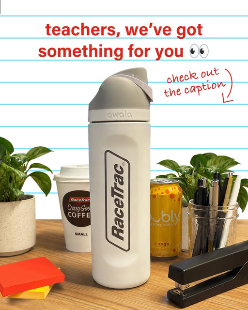 teacher giveaway time! 🍎 enter for your chance to win an Owala water bottle to complete your back to school drink rotation.

just like this post, follow @RaceTrac, and comment your dream drink trifecta. 

no purchase necessary. 18+ in AL, FL, GA, IN, KY, LA, MS, NC, OH, SC, TN, & TX. ends 7/29/26 at 11:59pm.

this giveaway is not sponsored, endorsed, or affiliated with Owala. see link in bio for more details.