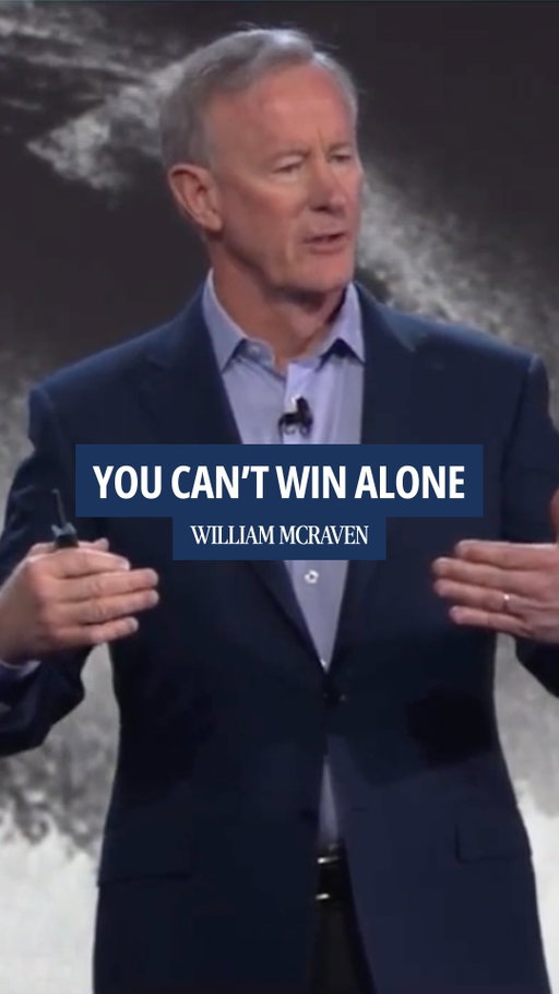 SEAL training starts with a boat, a surf zone, and a simple order. Paddle out, paddle down, paddle in. Admiral McRaven on why nobody makes it through alone.

Admiral William McRaven served 37 years in the Navy and commanded US Special Operations Command. What he tells people now has nothing to do with being tough enough to go it alone.

"You're not going to be able to paddle that boat by yourself."