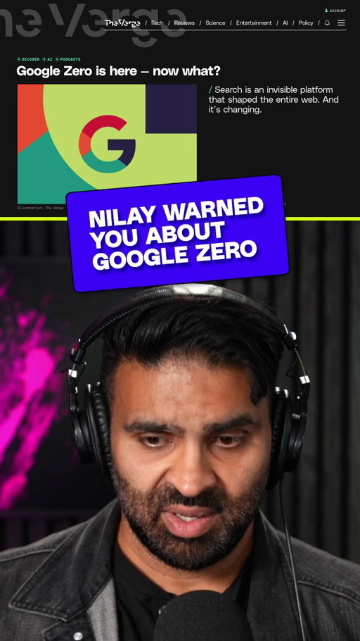 "Do you see the asteroid?" Nilay on how Google Zero didn't happen overnight and why publishers ignored the warning signs. #Vergecast #GoogleZero #Tech