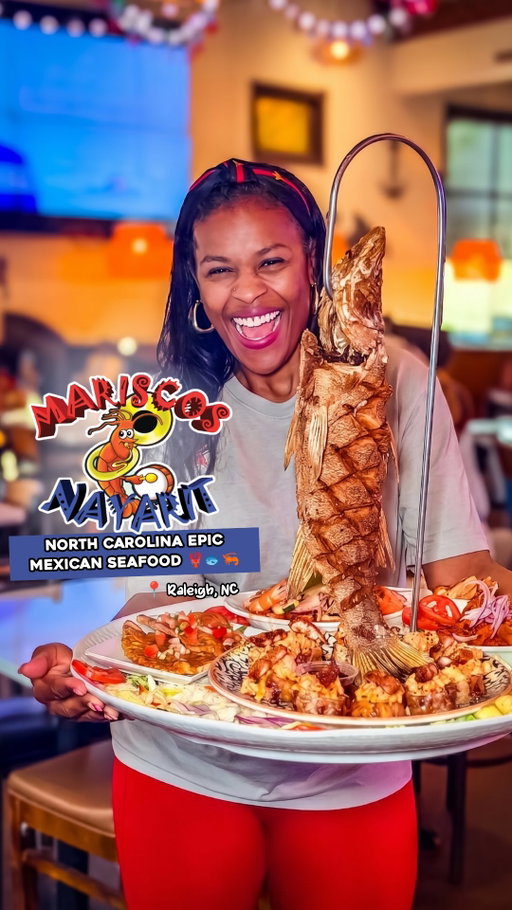 🗣 NC, MUST TRY Mexican Seafood 😱

If you love Seafood with a little Spanish flare, Raleigh has a Seafood joint that specializes in seafood concoctions and we tried it, and it didn’t disappoint! We’ve driven right by this place so many times, just like many of you but let us tell you… this spot is worth stopping for! It came highly recommended by a bunch of you. We got curious when we saw that they had 1,350 Google reviews and managed to have a 4.2 average! These guys focus on coastal Mexican cuisine featuring a mix of traditional piping-hot seafood skillets, cold raw bar items, and elaborate platters designed to share! ENOUGH said, your turn to get 🅃🅁🄰🄿🄿🄴🄳! 

PROTIPS:
‼️ The Seafood Platters are MASSIVE
🍹 FULL BAR
😁 Groups are welcome! Lots of seating! 
🚗 Free Parking  
🍰 The Red Velvet Cake Cheesecake is a HIT!
  
•••••••••••••••
📍 @mariscos.nayarit._ 
      3351 Cypress Plantation Trl, Raleigh, NC