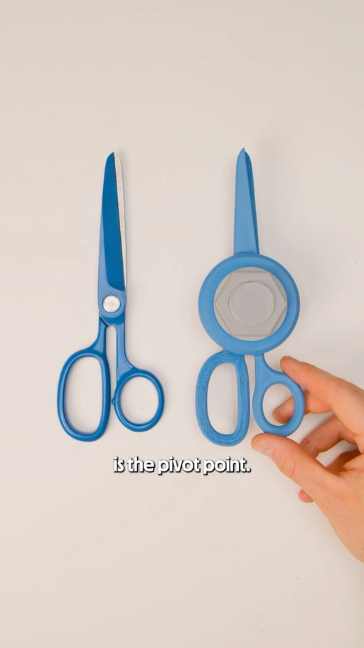 Even more important than sharp blades is good pivot hardware. As we’ve discussed in previous videos, scissors don’t just cut like a knife. They make use of shear force - each scissor half pulls the material in a different direction and it shears apart. Even if your blades are sharp, a loose fastener prevents a tight pass of the blades, leading to an unsatisfying slice.

The D-shaped sex bolt is our favorite way to solve the problem of unthreading without removing the threads. It ensures a tight and clean shear through years and years of use. And if your scissors ever need servicing, it allows them to be taken apart. Please see the pinned-comment on this video for notes on disassembly.

If you’re in the market for any pivoting object, we recommend taking a close look at the fastener to see if they are designing for unintentional unthreading.