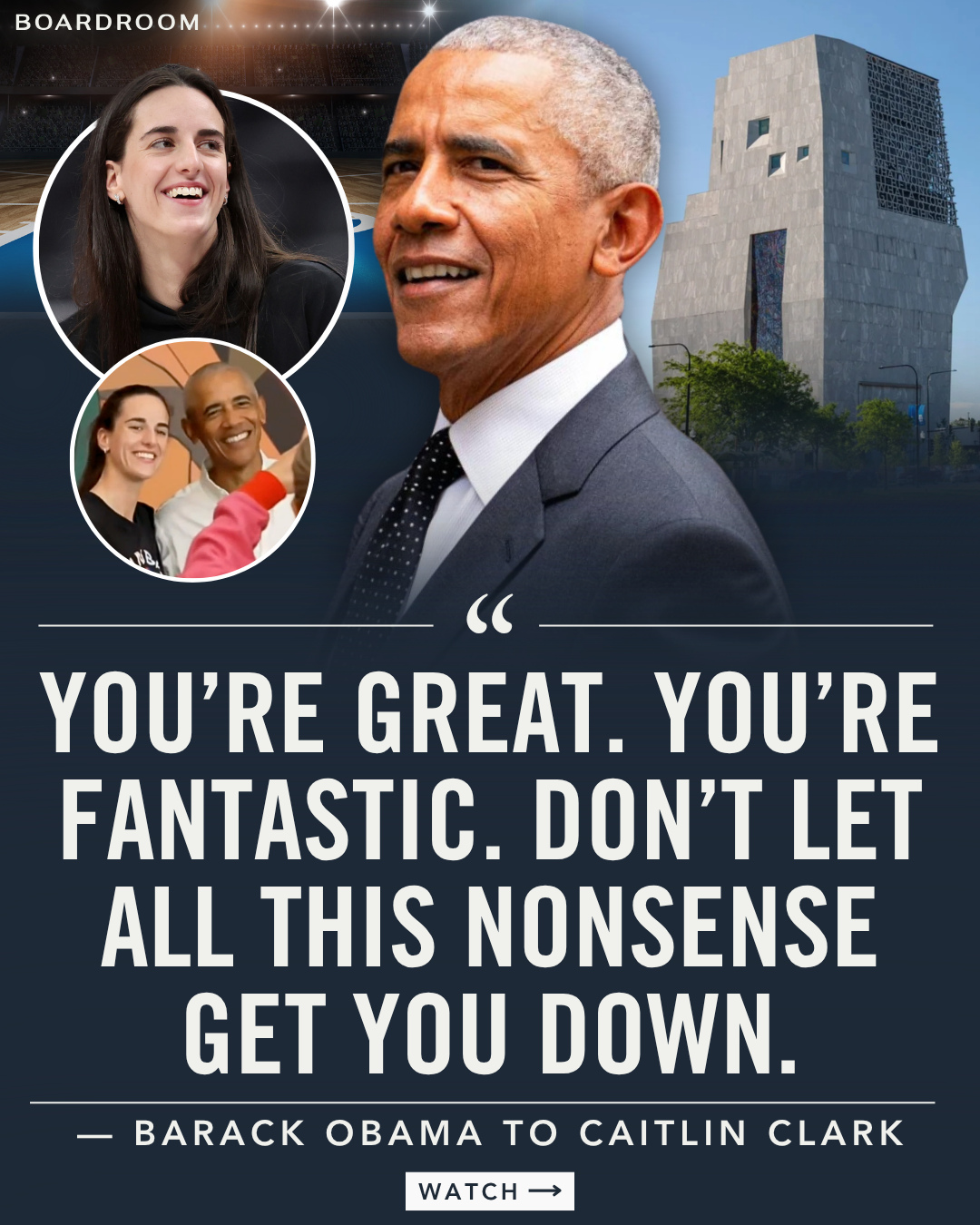 Caitlin Clark shared a memorable moment bonding with Barack Obama during WNBA All-Star Weekend in Chicago.⁠
⁠
The former president surprised players at Team Spoon’s practice at the Barack Obama Presidential Center, where he and Clark connected over navigating intense media scrutiny. Obama praised the 24-year-old for how she has handled the attention, noting that he did not become famous until his 40s.⁠
⁠
Clark called the conversation “super cool” and said it was a moment she will remember for the rest of her life.⁠
⁠
(🎥: @newshour)