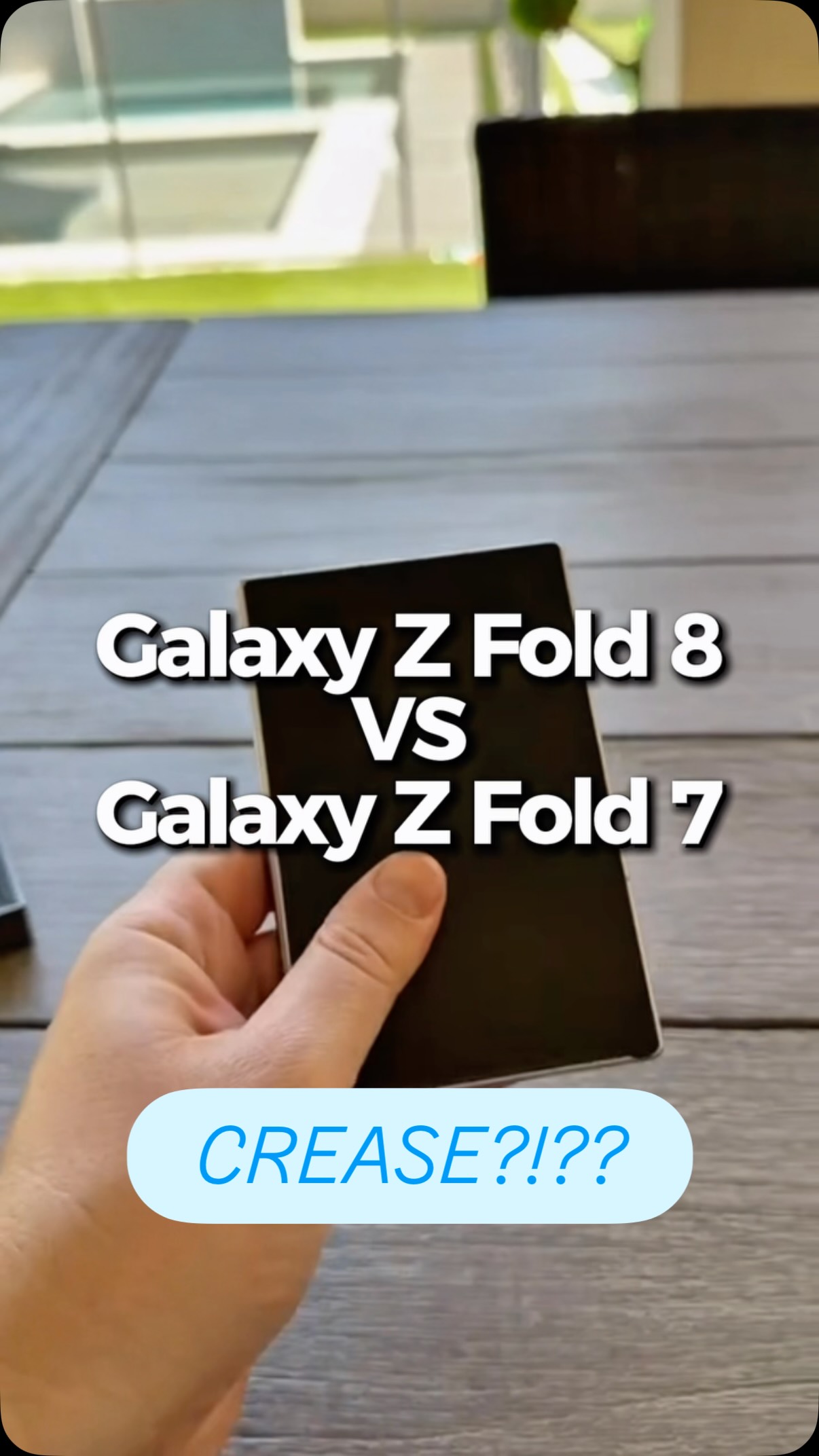 Comparing the crease of the Samsung Galaxy Z Fold 8 to last year’s Galaxy Z Fold 7. 
So far, I’m not sure how I feel about the passport-style. It’s clear most apps weren’t formatted to the 4:3 aspect ratio or optimized for the fold. Working on it feels kind of clunky. 

#galaxyfold8 #samsung #iphoneultra #newtech #technews