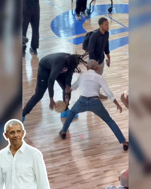 #TSRSports: Let em know, Obama! 🏀🗣️ #BarackObama had some fun on the court with the WNBA All-Stars. 😂⭐️ (📸: @nyliberty) ✍🏾: #TSRStaffLG