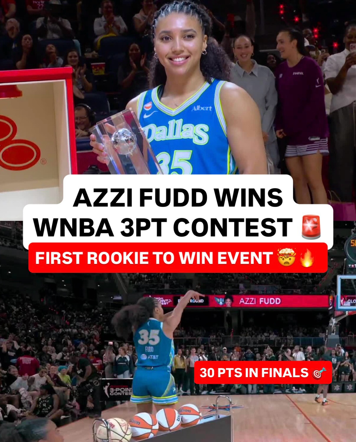 AZZI FUDD MAKES HISTORY WITH FIRST EVER WNBA 3PT CONTEST WIN AS A ROOKIE 🔥