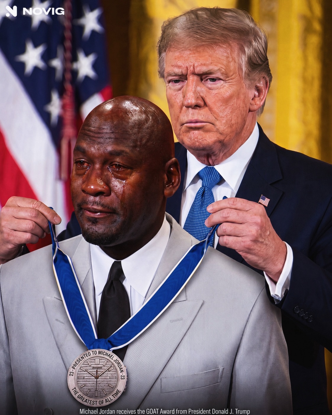 President Donald Trump crowned 41 year old, LeBron James “a racist” and Michael Jordan “a friend” after a reporter asked him to weigh in on the GOAT debate:

“Where do you stand on LeBron vs. Michael Jordan as the best ever?” 

“Well, Michael Jordan’s a guy that’s a friend of mine. Play golf with him, he’s a really good guy,” Trump said…

“I think LeBron is, maybe he’s a racist, but maybe he doesn’t like Trump. I don’t know, but I only like people that like me, so I would say Michael Jordan all the way.”

Follow @Novig for sports news presented unbiasedly, how 🫵 want it…

(h/t CBSNews/Twitter)
