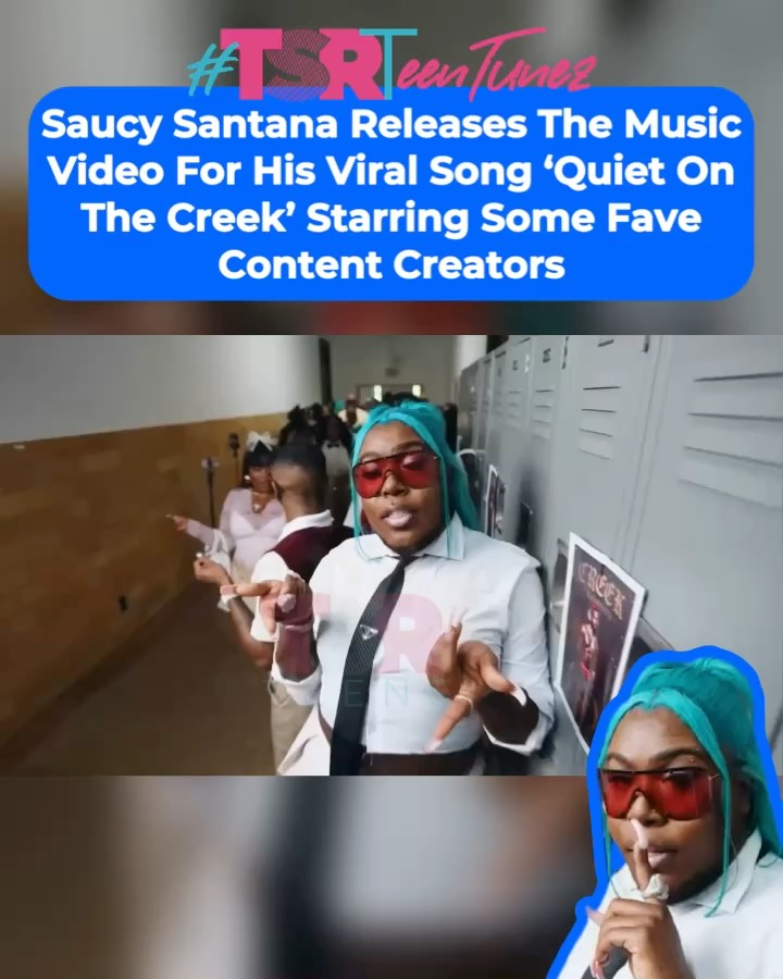 #TSRTeenTunez: After being escorted out of Streamer University, #SaucySantana recreated the viral moment for his “Quiet On The Creek” music video. Some fave content creators even popped out too! SWIPE — yall  feelin it?! (✍🏾: #TSRStaffTC)