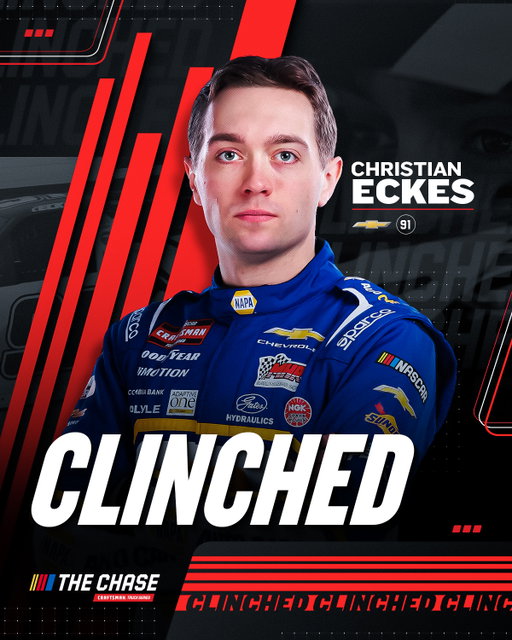 After an interesting night at @raceirp, the No. 91 of @christianeckes clinches their spot in The Chase.