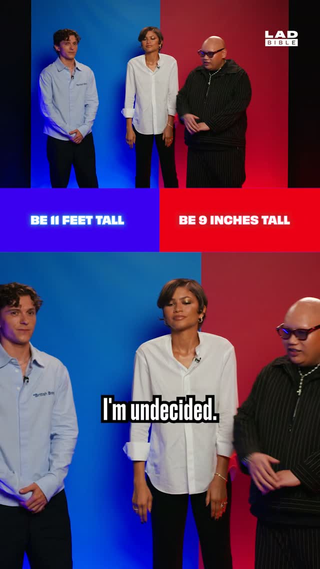 Would you rather be 11 feet tall or 9 inches tall? 👀⁠
⁠
Tom Holland, Zendaya, and Jacob Batalon play Would You Rather, watch now on LADbible Entertainment YouTube 📺⁠
⁠
#ladbibleoriginal #ladbible #spiderman